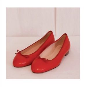 J. Crew Red Leather Kiki Ballet Flats, 7.5 EUC
